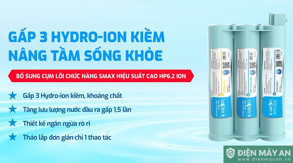 Máy chuyển đổi Hydro-ion kiềm Karofi KAE-S16 2 tấm điện cực